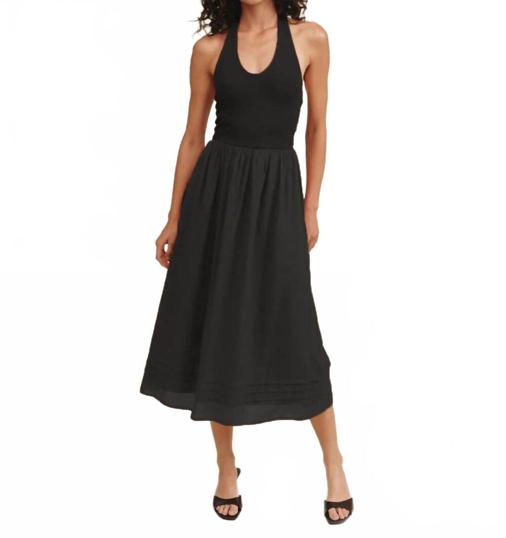 NEW BELLA DAHL halter neck mixed dress in black